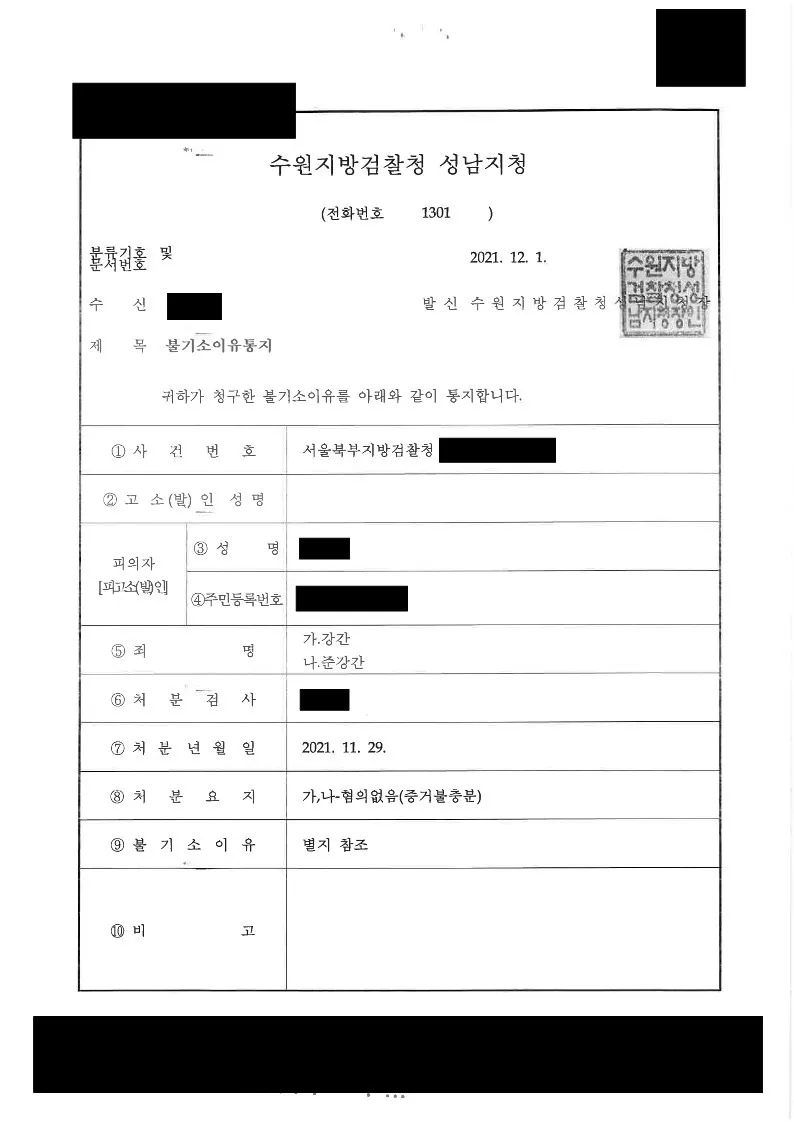 준강간 및 강간 혐의없음 처분을 받은 사례
